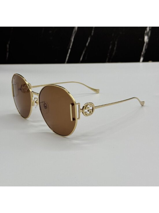 New Gucci GG1206SA 003 Women Oversized Gold Brown Sunglasses main image 5
